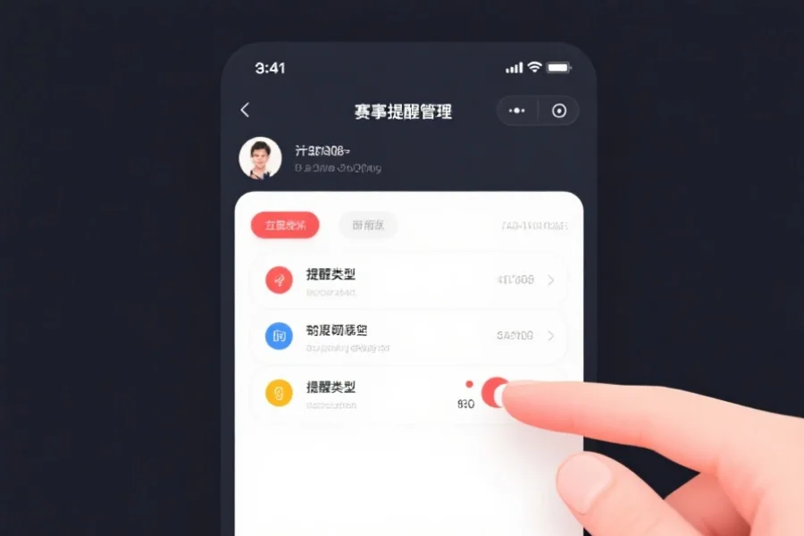 赛事提醒管理界面示意图
